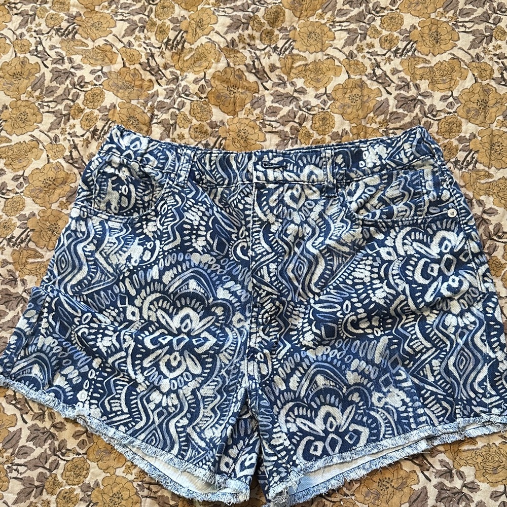 Pilcro Blue Patterned Jean Shorts